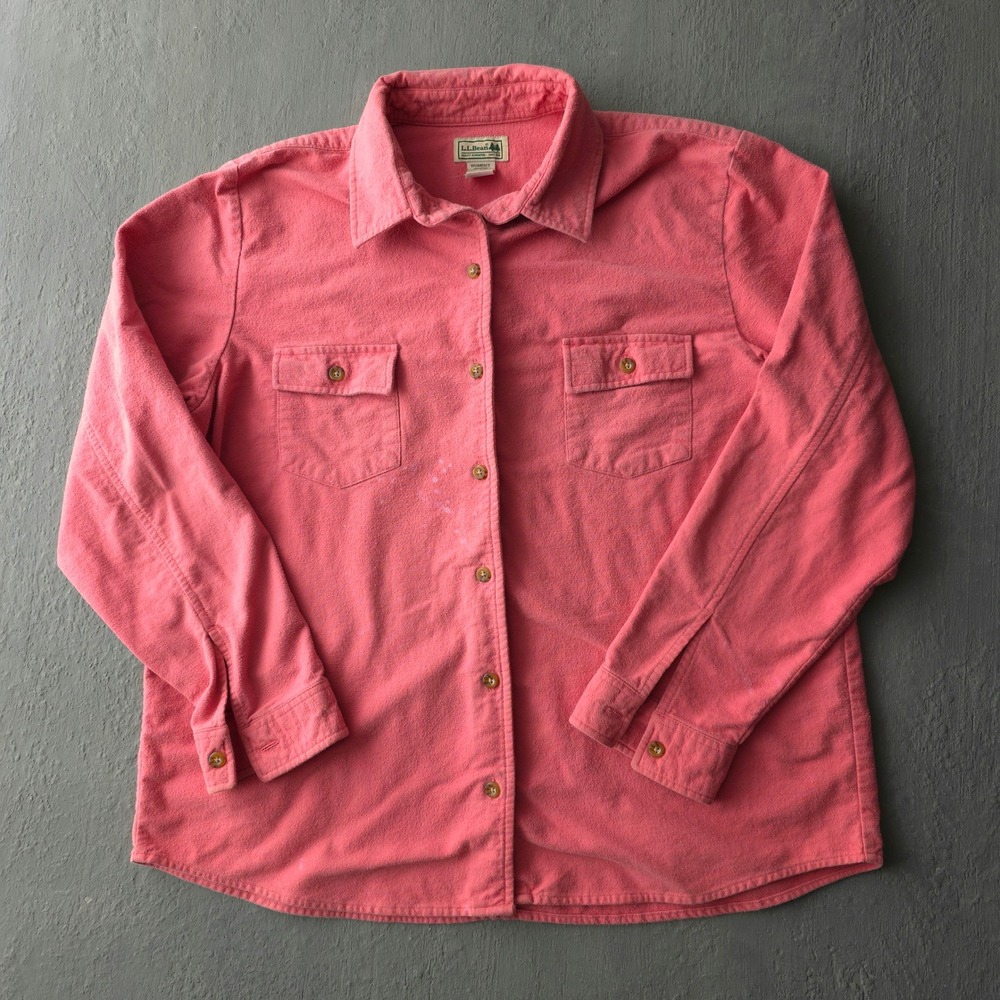 Vintage 2000s L.L.Bean Pink Chamois Shirt XL Heavyweight Cotton Flannel